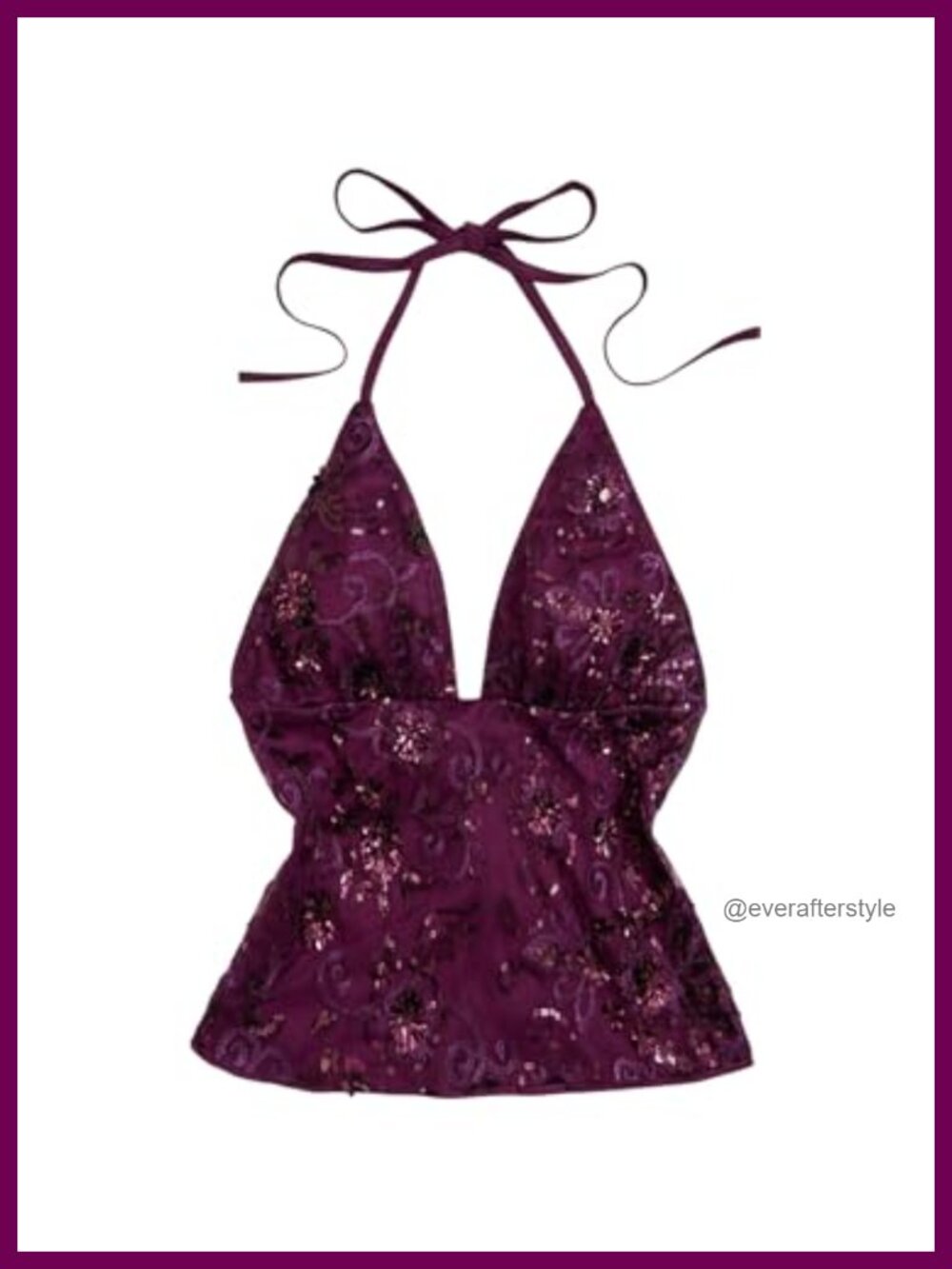 Sequin Halter Deep V Neck Backless Sleeveless Y2k Party Top